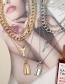 Fashion Gold Thick Chain Key Lock Four-layer Necklace