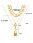 Fashion Silver Color Thick Chain Key Lock Four-layer Necklace