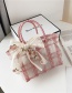 Fashion Light Beige Transparent Woven Check Bow Lace Handbag