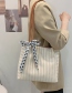 Fashion White Striped Straw Polka Dot Ribbon Large One-shoulder Handbag