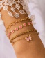Fashion Pink Twist Dripping Oil Love Butterfly Bracelet Set