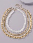 Fashion Golden Metal Chain Multi-layer Beaded Necklace