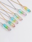 Fashion D White Gold Copper Box Chain Colorful Rough Stone Crystal Pillar Necklace