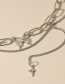 Fashion White K Double Tassel Butterfly Necklace
