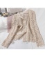 Fashion Beige Top Crochet Hollow Lace Top + Wide-leg Shorts Two-piece Suit