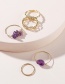 Fashion Purple Original Stone Twist Hollow Heart-shaped Ring Set