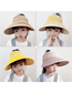 Fashion Beige Children's Empty Top Bear Embroidery Cartoon Straw Hat