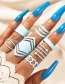 Fashion Blue Leaf Heart-shaped Geometric Ring Set