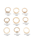 Fashion Gold Color Diamond Geometric Crystal Ring Set