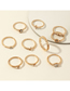 Fashion Gold Color Geometric Pearl Rhinestone Ring Set