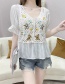 Fashion Star Flower White Hollow Crochet Lace Chiffon Shirt