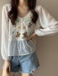 Fashion White Embroidered Chiffon Short Cut-out Top