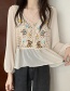 Fashion White Embroidered Chiffon Short Cut-out Top