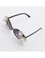 Fashion Black Diamond Pearl Flower Sunglasses