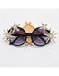 Fashion Black Diamond-studded Metal Large-frame Star Sunglasses