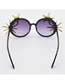 Fashion Black Diamond-studded Metal Large-frame Star Sunglasses