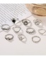 Fashion Silver Suit Black Gem Moon Ring Set