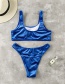 Fashion Blue Solid Color Split Swimsuit