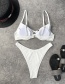 Fashion White Solid Color Underwire Lace Split Swimsuit