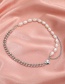 Fashion White K Metal Love Chain Pearl Necklace