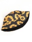 Fashion Black Sunflower Print Sun Hat