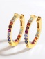Fashion Rose Gold Colorful Zircon Ear Studs