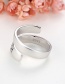 Fashion Platinum + Dripping Oil Sterling Silver Wrapped One Circle Half Letter Ring