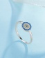 Fashion Blue Sterling Silver Ring With Diamonds And Eyes