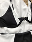 Fashion Black And White High Waist Panel Split Swimsuit