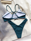 Fashion Green Solid Color Vertical Striped Swimsuit