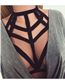 Fashion Black Lace-up Hollow Elastic Top