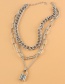 Fashion Silver Thick Chain Lock Necklace