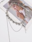 Fashion Silver Diamond Thick Chain Tassel Necklace