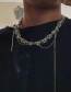 Fashion Silver Diamond Thick Chain Tassel Necklace