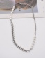 Fashion Silver Metal Chain Pearl Stitching Necklace