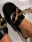 Fashion Dark Brown Flat Metal Chain Sandals