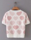 Fashion Pink Peach Heart Pearl Short Sleeve Top