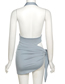 Fashion Khaki V-neck Halter Bodysuit With Hip Skirt Suit
