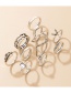 Fashion Silver Color Diamond Leaf Letter Ring Set
