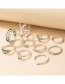 Fashion Silver Color Diamond Leaf Letter Ring Set