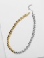 Fashion Color Contrast Two-tone Electroplated Metal Chain Necklace