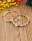 Fashion Color Rice Bead Woven Daisy Stainless Steel Hoop Earrings