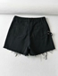 Fashion Black Washed High-waisted Frayed Denim Shorts