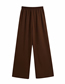 Fashion Dark Brown Solid Color Tie Straight-leg Trousers