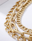 Fashion Gold Color Multi-layer Short Necklace Multilayer Hollow Thick Chain Geometric Necklace