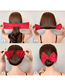 Fashion Big Red And White Floral On Black Printed Bow Tie Hair Iron