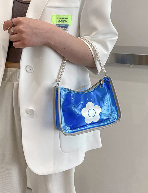 Fashion Light Blue Transparent Pearl Handbag