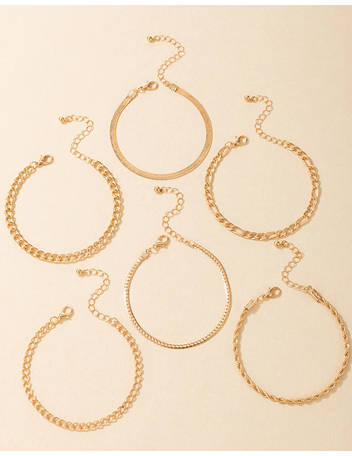 Fashion Gold Color Thick Chain Bracelet Set