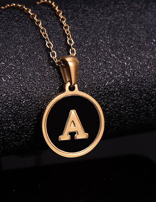 Fashion Gold Color T Shell Round Stainless Steel Letter Necklace