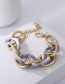 Fashion Gold And Silver Color Matt Bracelet Colorblock Metal Leopard Print Mixed Aluminum Chain Bracelet